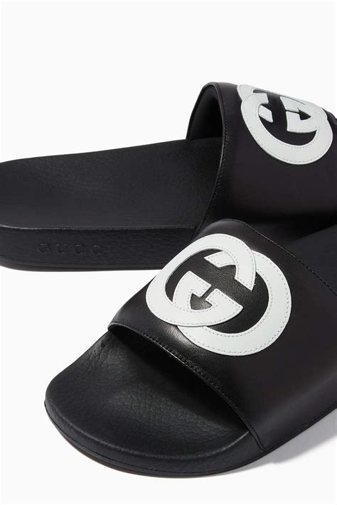 designer slides men gucci|men Gucci interlocking slides.